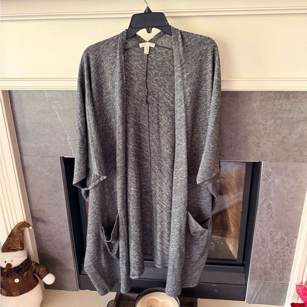 Eileen Fisher Charcoal Open-Front Cardigan